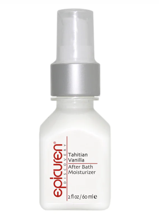 Tahitian Vanilla After Bath Moisturizer 2oz on white background.