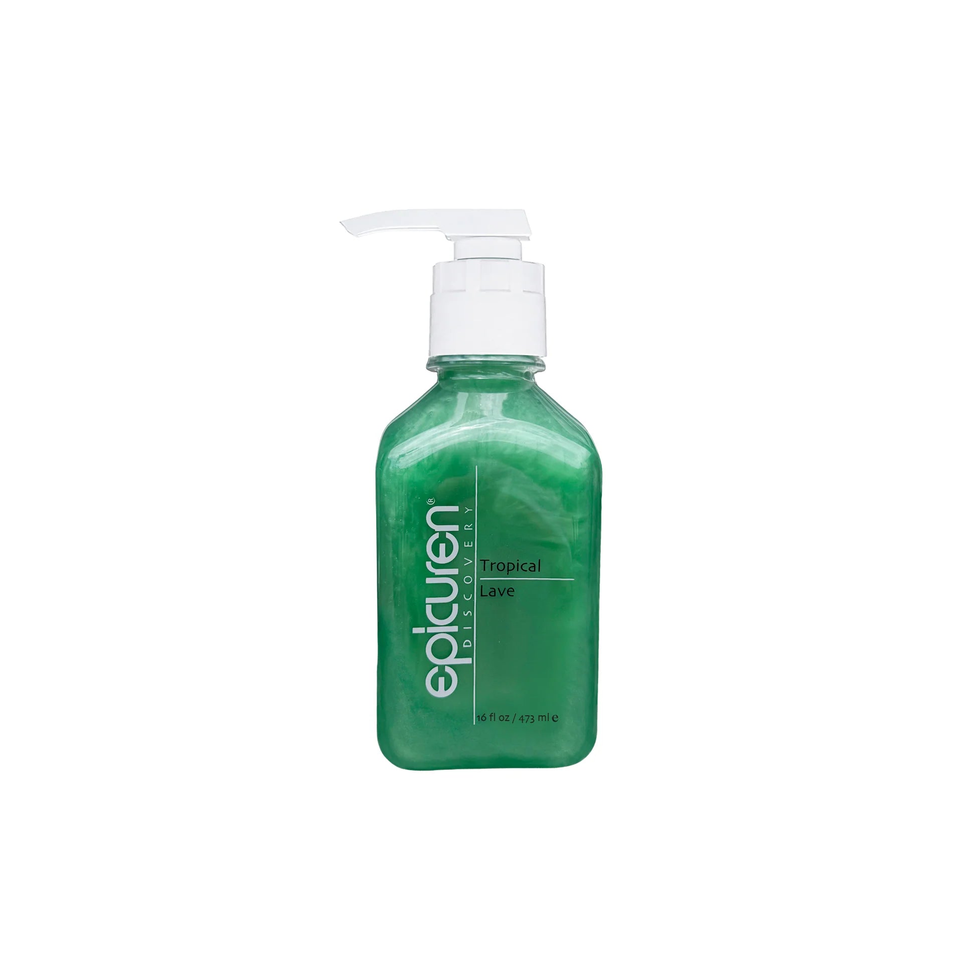 Epicuren Tropical Lave Green bottle with pump dispenser on a white background