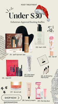 esthetician-approved gifts, skincare stocking stuffers, beauty stocking stuffers, self-care gifts under $30, holiday gift guide 2026