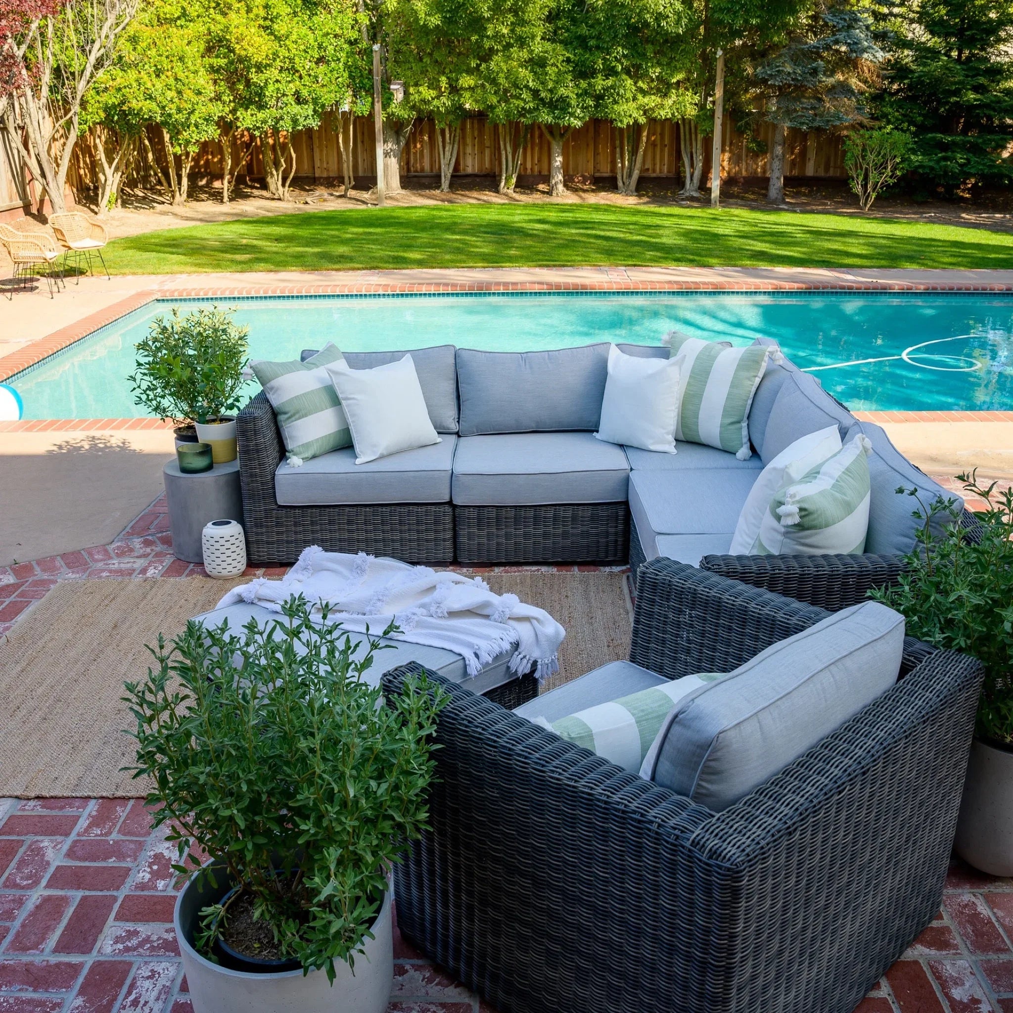 outdoor living area with a pool