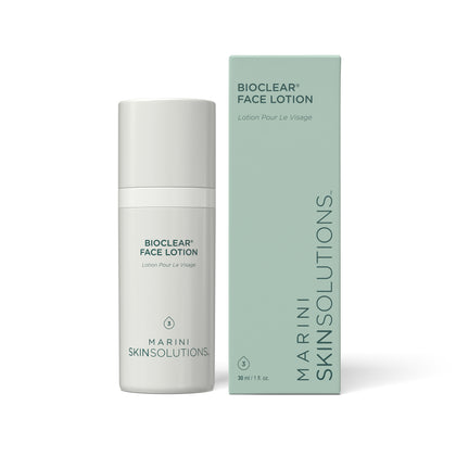 Bioclear face lotion bottle and packaging on a white background