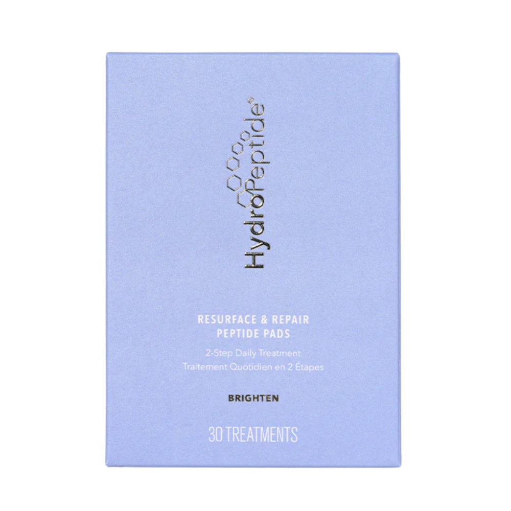 HydroPeptide resurface and repair peptide pads packaging on a white background