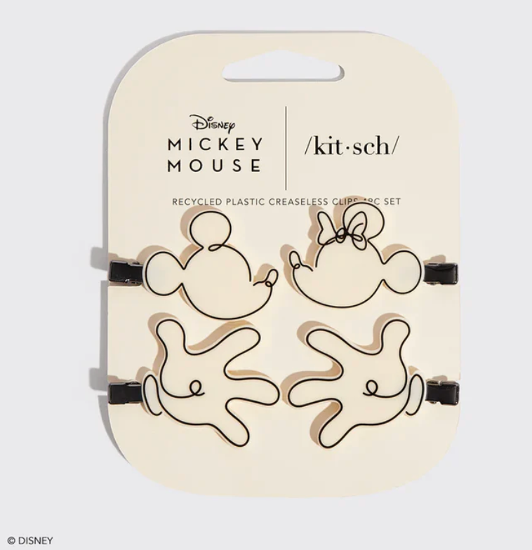 Set of Mickey Mouse-shaped hair clips on a branded card with 'Disney' and 'kit·sch' logos.