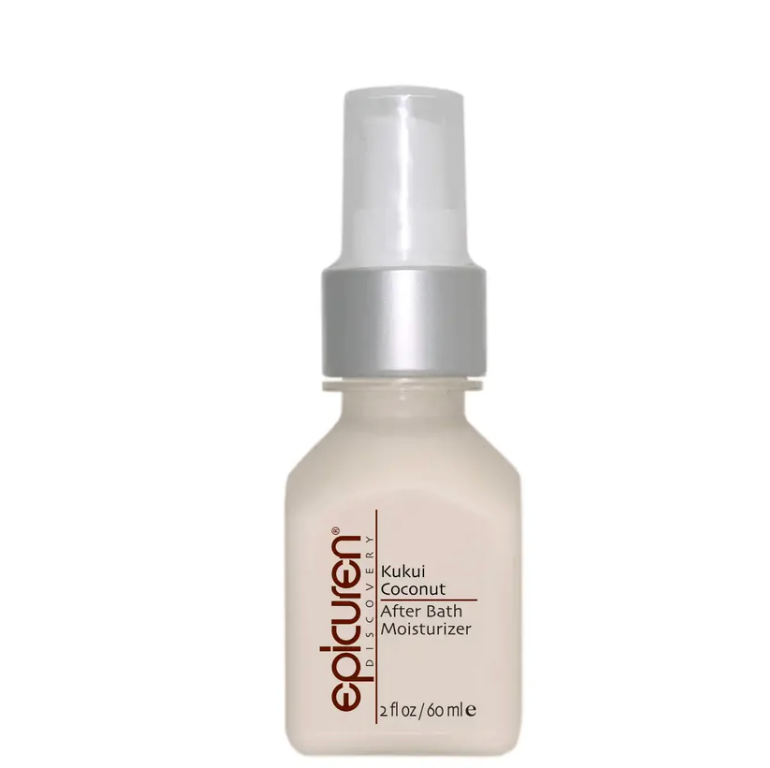 Kukui Coconut After Bath Moisturizer 2 oz on white background.