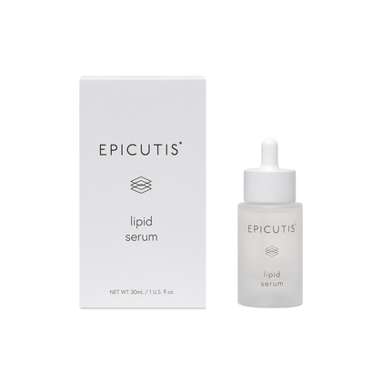 Epicutis lipid serum bottle and packaging on a white background