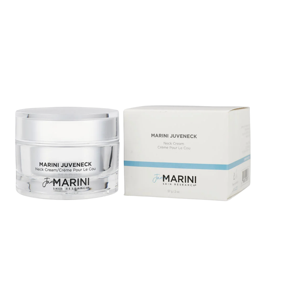 Marini Juveneck neck cream jar and packaging on a white background