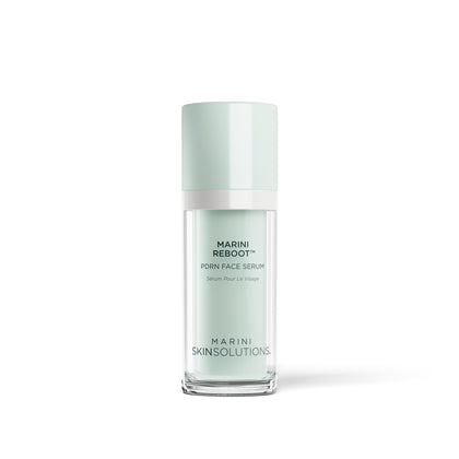 Skincare serum bottle labeled 'Marini Reboot' on a white background