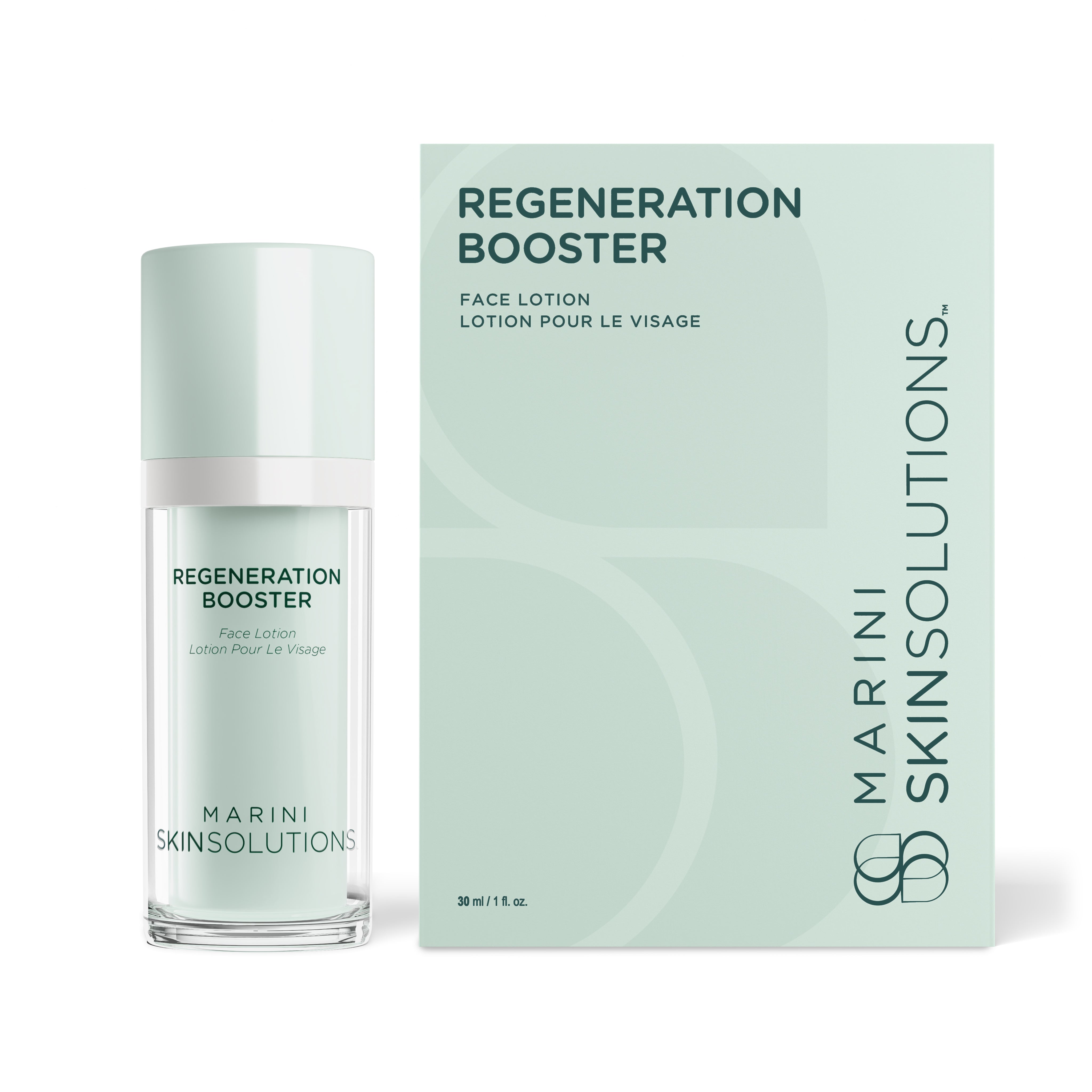 Regeneration Booster face lotion with packaging on a white background