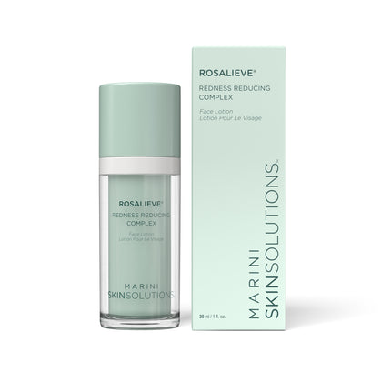 Rosalieve Redness Reducing Complex face lotion with packaging on a white background