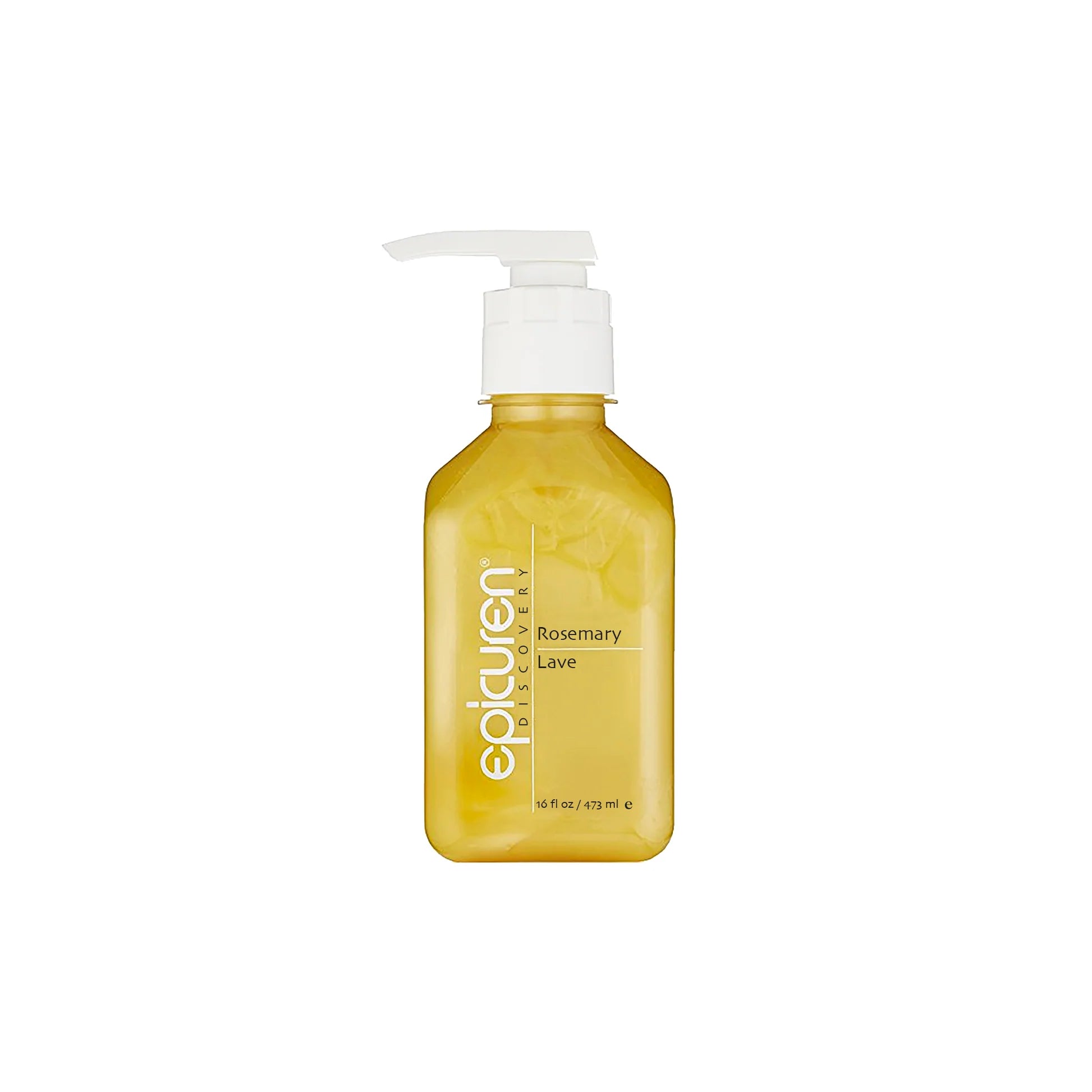 A bottle of Epiduren Rosemary Hair Growth serum in a translucent yellow bottle with a white pump dispenser, shown against a plain white background.