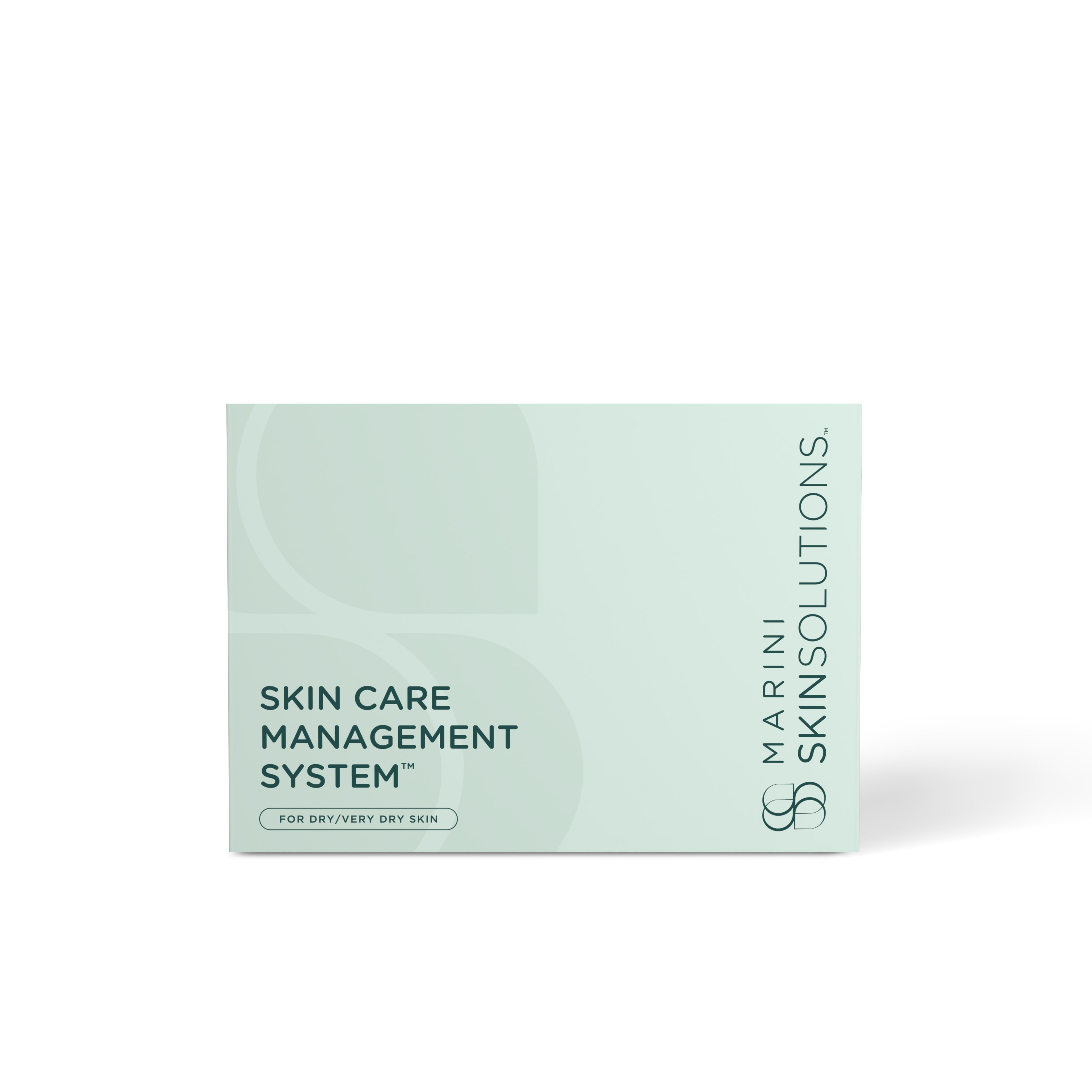 Mint green box of Marini Skinsolutions Skin Care Management System on a white background
