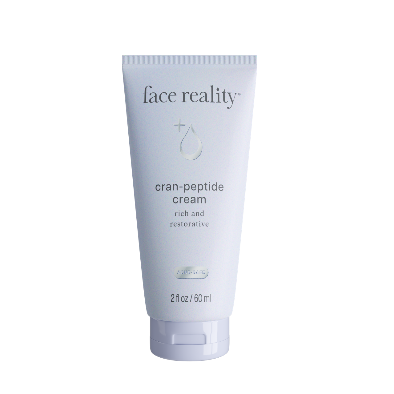Tube of 'face reality' cran-peptide cream rich and restorative on a white background