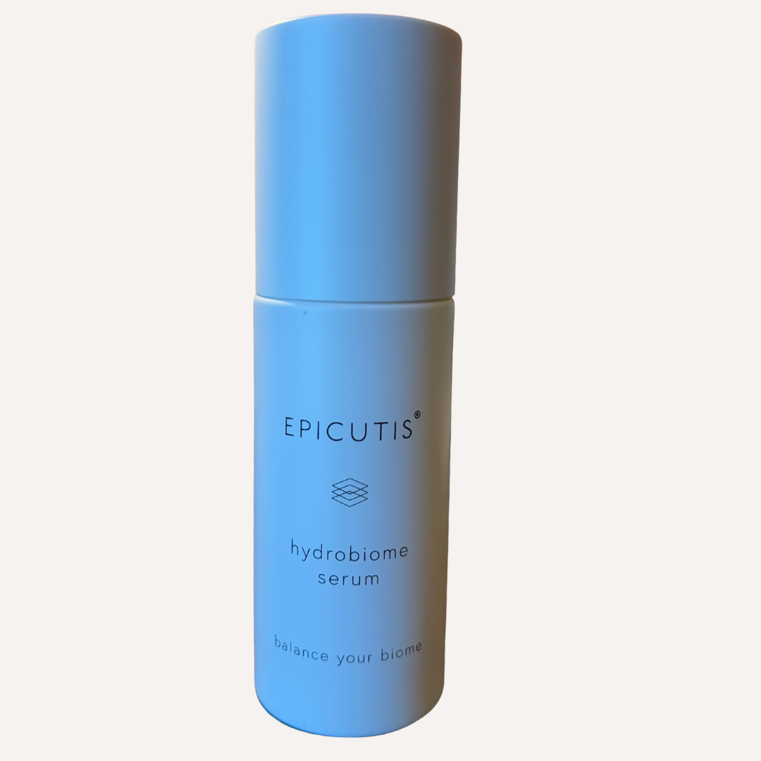 Epicutis - Hydrobiome Serum on blank background. “balance your biome” available in Marina, California