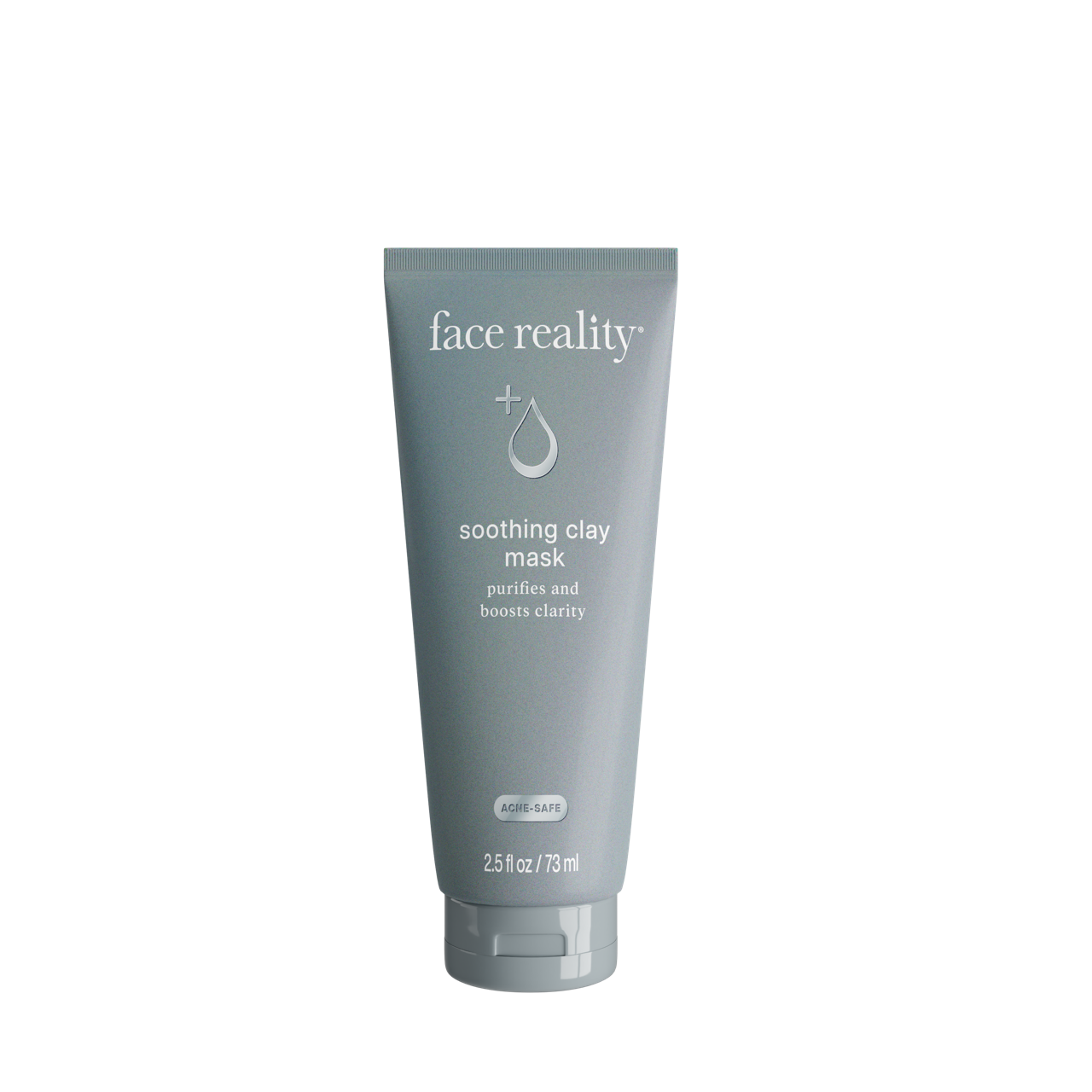 Tube of 'face reality' soothing clay mask on a white background